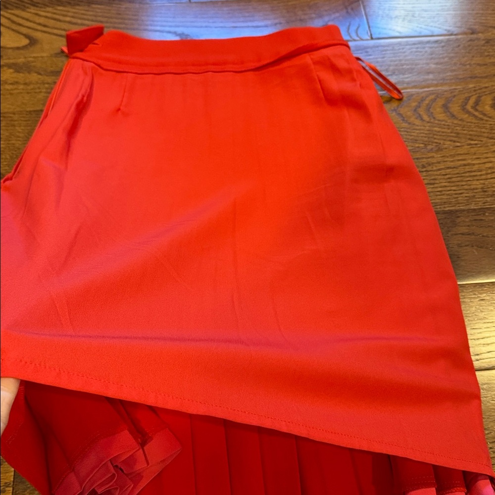 Genny Red Pleated Wool Skirt - Picture 14 of 14